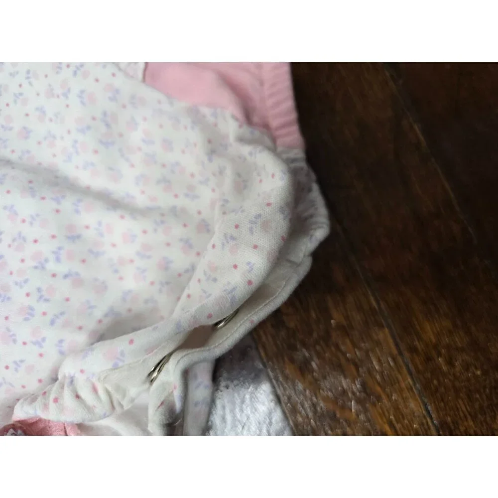 Vintage Baby Girl Pink Ruffled Flower Teddy bear One Piece 12 months